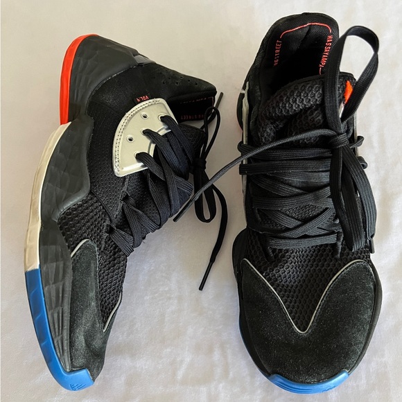 7.5 Adidas Harden Vol 4 Black Blue APE 77901 Athletic Sportswear Shoes Footwear - Picture 1 of 12